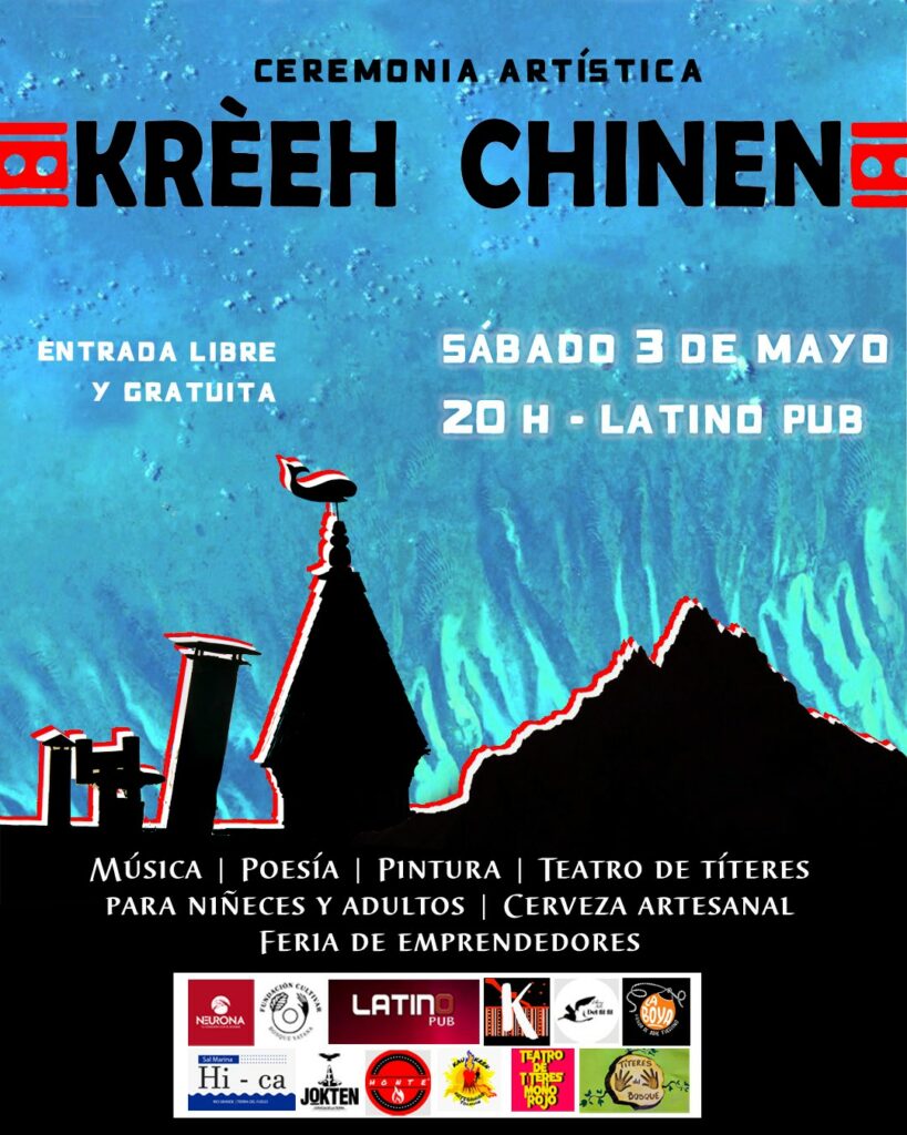 Affiche du festival artistique itinérant Kreeh Chinen, le 3 mai 2025 à Ushuaia (Tierra del Fuego, Patagonie Argentine)