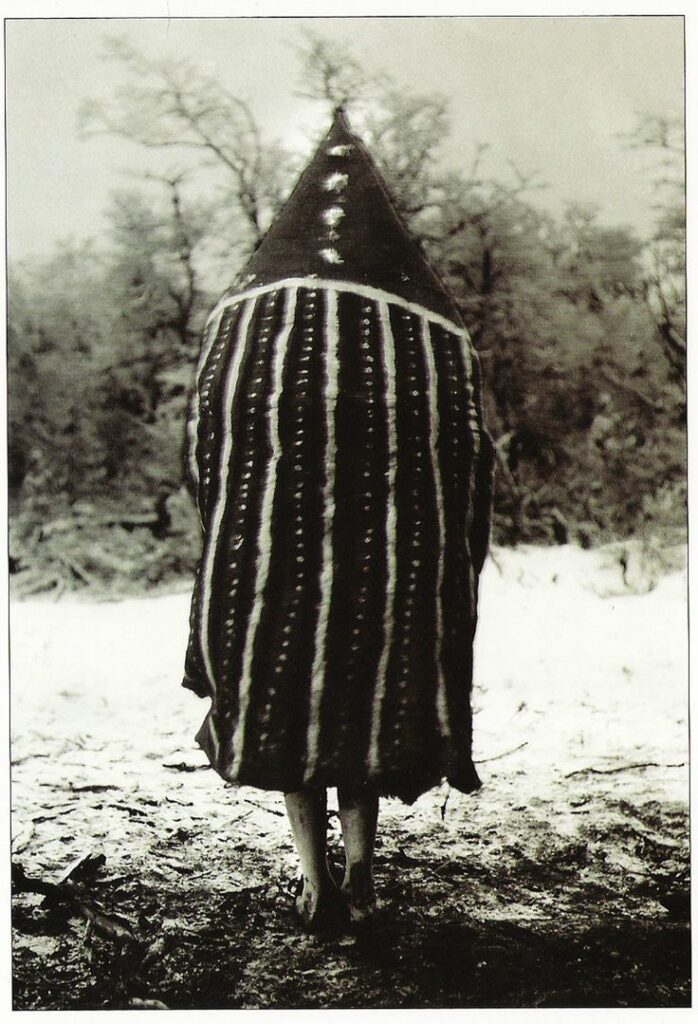 Tanu, one of the deities represented during the Hain, Selknam male initiation ritual photo by Martin Gusinde